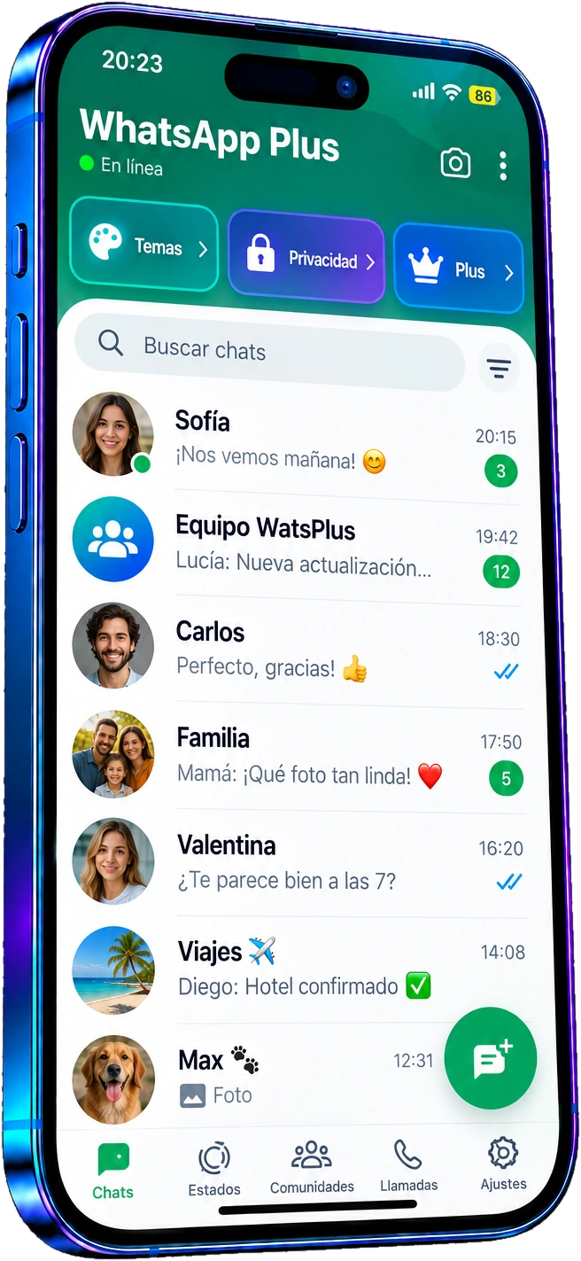 WhatsApp Plus 18.80 phone mockup